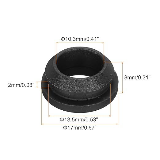 MECCANIXITY 20Pcs Snap Rubber Grommet Plug Mount Dia 13.5mm ID 10.3mm Narrow Groove Width 2mm Seal Anti-Scratch for Electrical Box Cable Pipes Black