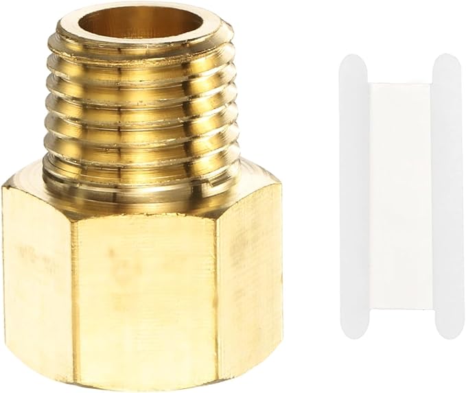 PATIKIL Brass Pipe Fitting, 1Pcs 1/4" NPT Male to 1/4" NPT Female Pipe Reducer Adapter Extension Connectors Brass Fittings for Water Gas Refrigeration