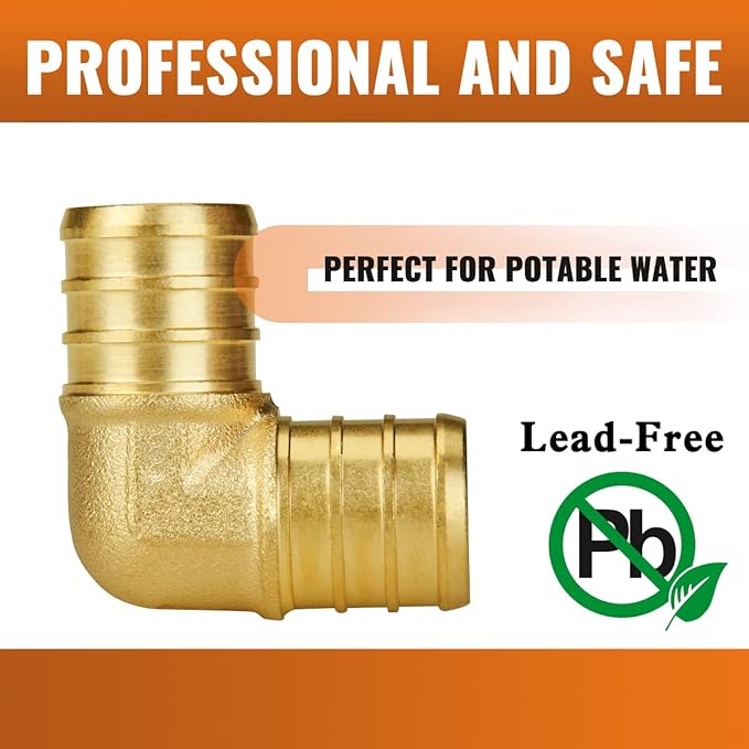 SUNGATOR 12-Pack 3/4" Pex 90 Degree Elbow, No Lead Brass, Pex Fittings 3/4 Inch Elbow, NSF, UPC Certified