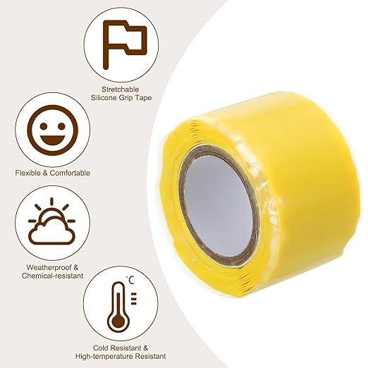 PATIKIL Grip Tape for Handles 1" x5ft, 2 Roll Self-Fusing Silicone Tape for Bike Handles Pull Up Bars Gym Equipment Plumb/Hose/Pipe Leaks Emergency Yellow