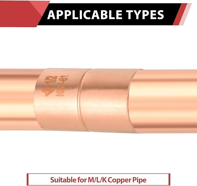 EFIELD 1-1/2-Inch C X C Copper Coupling With Rolled Stop, LF Copper Plumbing Fittings with Sweat Solder Connection,(COPPER088)