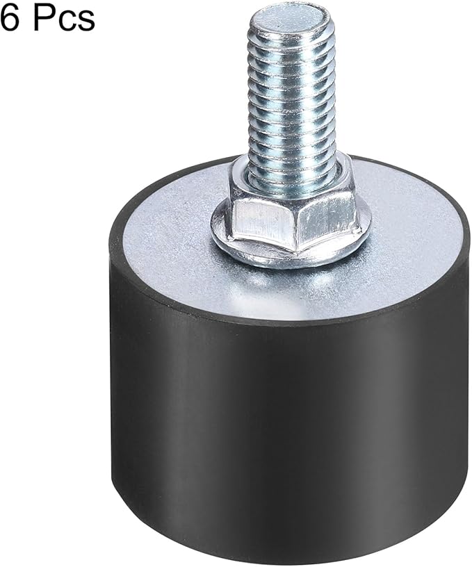 uxcell 6pcs M10x28mm Rubber Isolator Mounts with Studs 40x30mm Male Female Vibration Shock Absorber Zinc Plated Cylindrical Thread Mounts Anti Vibration Isolators with 6pcs M10 Lock Nuts
