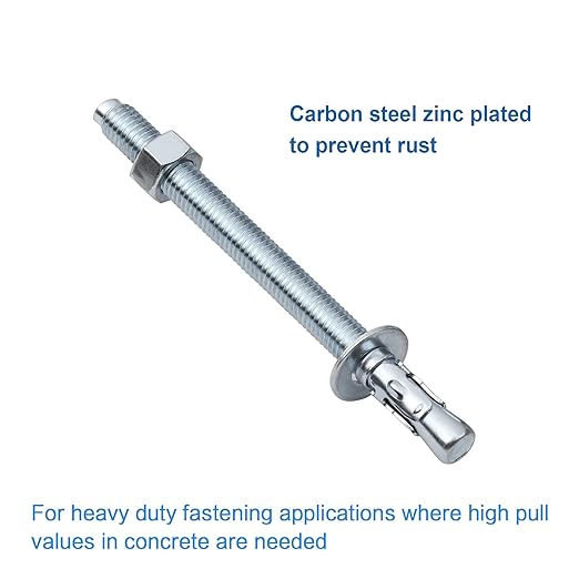 1/4 inch x 3-1/4 inch - 20 Pieces Wedge Anchor Zinc Plated Heavy Duty Fastener for Concrete