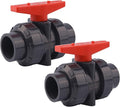DERNORD 2 Pack PVC True Union Ball Valve with Full Port, EPDM O-Rings, and Reversible PTFE Seats,Rated at 200 PSI (1 1/4 inch Socket)