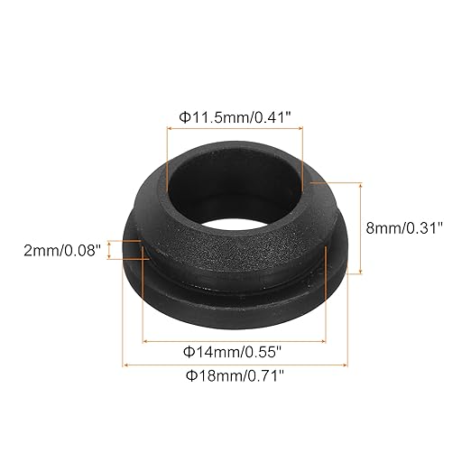 MECCANIXITY 20Pcs Snap Rubber Grommet Plug Mount Dia 14mm ID 10.5mm Narrow Groove Width 2mm Seal Anti-Scratch for Electrical Box Cable Pipes Black