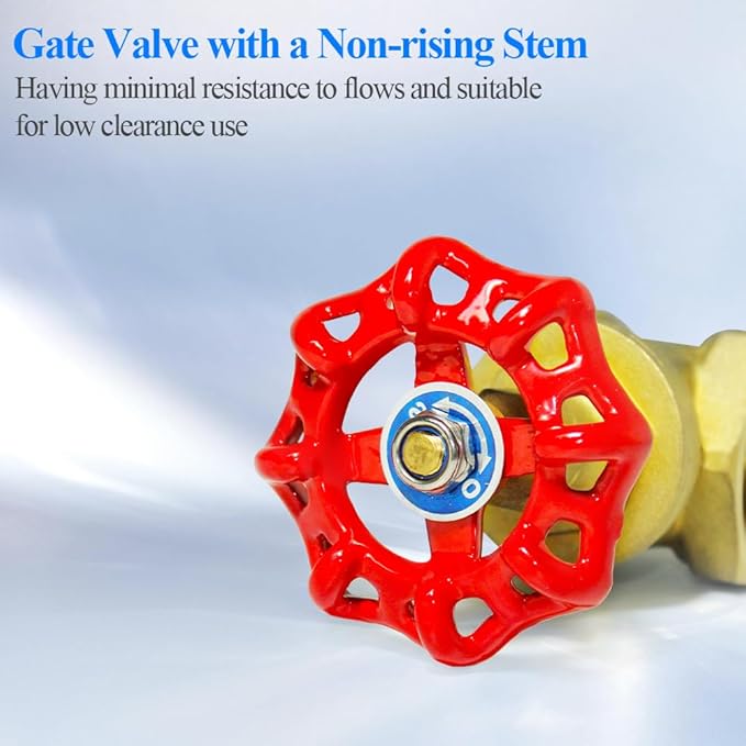 WiseWater 1 1/2" BSPP Brass Gate Valve, Rotating Sluice Valve Two-way Flow Manual Rotary Sluice Valve for Mechanical Equipment Industaril Household Use (DN40)