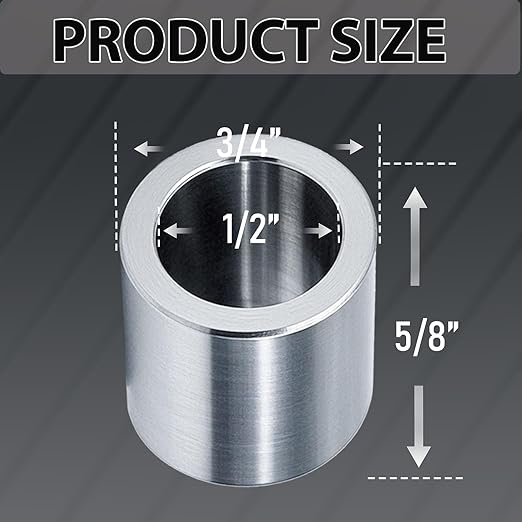 Stainless Steel Reducer Bushing, Screw Standoff Metal Spacer 3/4" to 1/2" Steel Reducer Standoff Bushing Adapters for 1/2" Screws Bolts and Rods, Round Metal Stainless Steel Spacer Set of 10