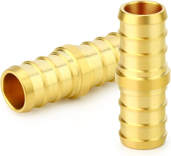 GASHER 2Pcs No Lead Brass 1/2" Pex Coupling, 1/2 Inch Pex Fittings for Pex Tubing
