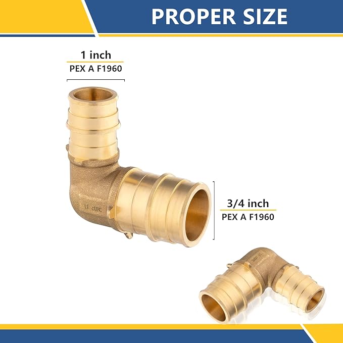 1 X 3/4Inch PEX-A Expansion Fittings,F1960 Brass Elbow,PEX Expansion Fittings Elbow For Pex A Tubing（20 PACK)(PEX1960039-20Pack)