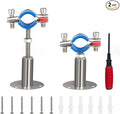 Kodilin 2PCS 304 Stainless Steel Wall Mount Ceiling Mount Pipe Supports,Suitable for OD Pipe 3/4"(25-28mm),Adjustable Height 50-100mm,Adjustable Pipe Strap Clamp with Screws