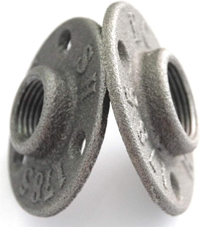 2Pack Inch Floor Flange Cast Iron Pipe Floor Threaded Pipe Fitting Industrial Steampunk Vintage Retro Decor Furniture DIY Wall Industrial (3/4 Inch)
