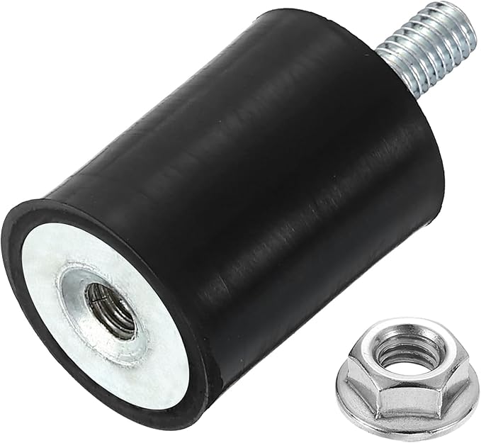 uxcell M4 Rubber Mounts, 1Pcs 15x20mm(DxH) Rubber Cylindrical Anti Vibration Isolator Shock Absorber with Lock Nut for Car Bobbin Generator Air Compressors