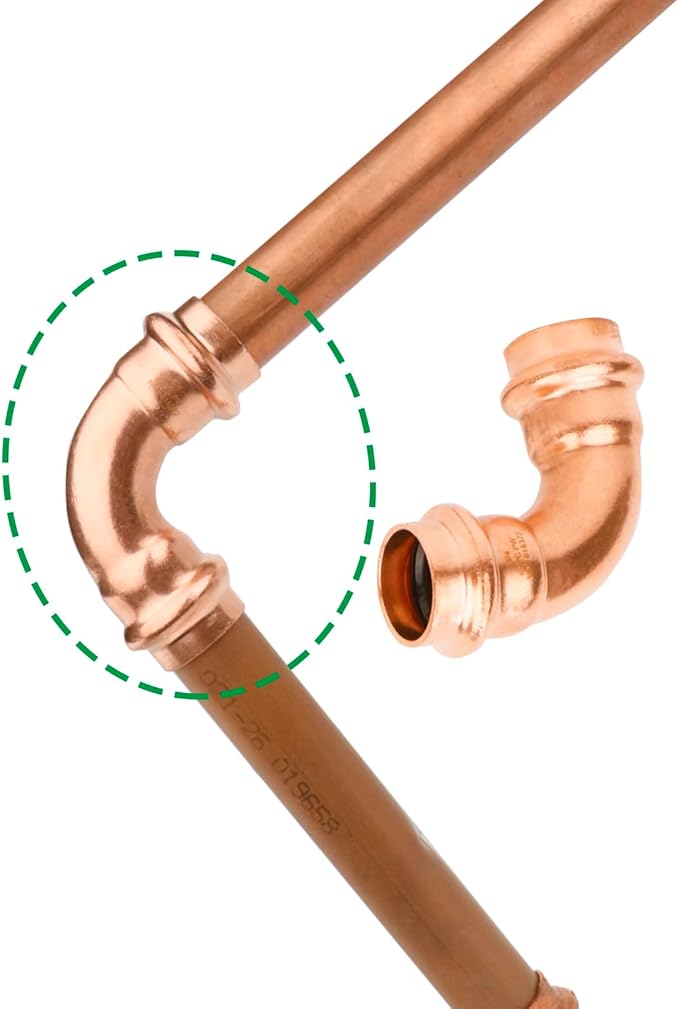 WHK 12 Pack Propress 1/2" x 1/2" Copper Press Fittings Pro press 90 Degree Elbow Press Adapter Fittings Coupling for Copper Pipe Connection(Copper,Lead-Free)