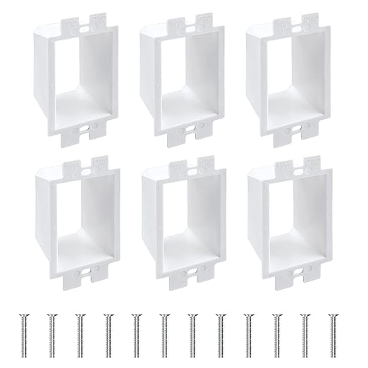 6 Pcs BE1-2 Electrical Outlet Box Extenders, Electrical Box Extender, 1 Gang Power Outlet Box Extender, Electric Box Extenders for Outlets, Single Gang Electric Outlet Box Extension with 12 Screws
