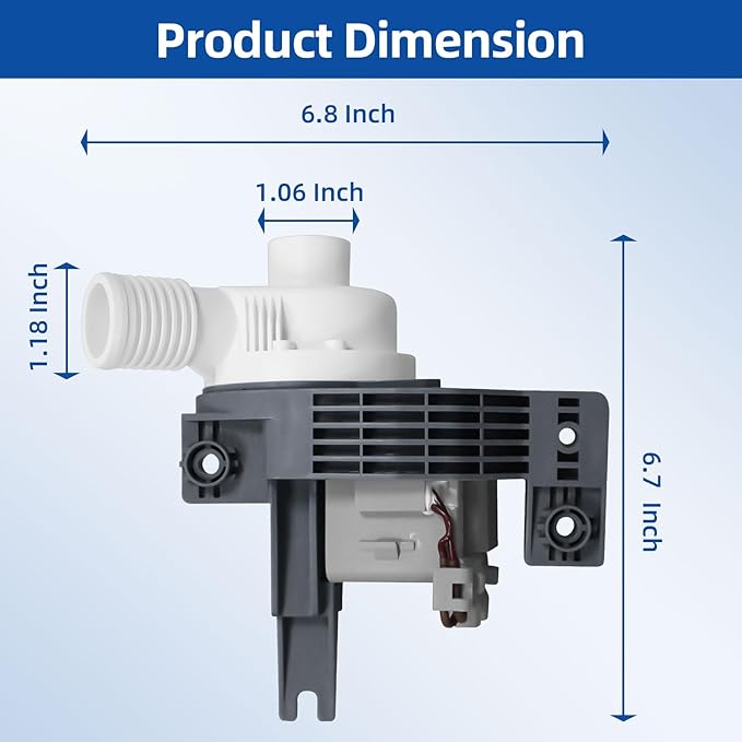 W10581874 Washing Machine Drain Pump Compatible with Maytag Kenmore Whirlpool Washing Machine Brand Can Directly Replace W10581874, 3449735, AP5949627, AP6023189, EAP10056668. 120V 60Hz 1.25A