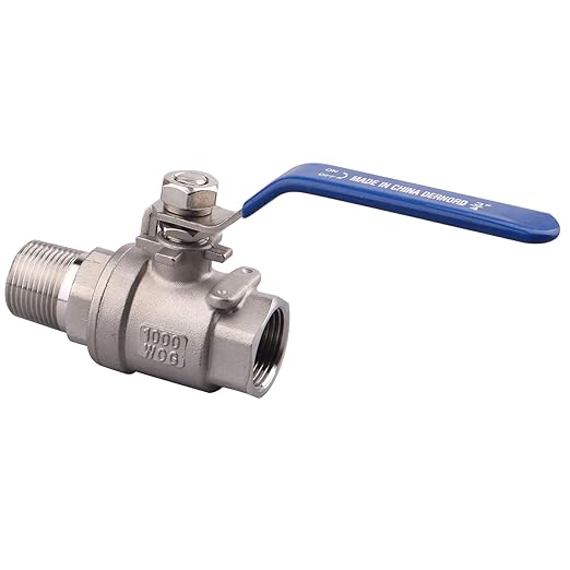 DERNORD Full Port Ball Valve 3/4 Inch - Male x Female Stainless Steel 304 Heavy Duty for Water, Oil, and Gas,1000WOG (3/4 Inch NPT)