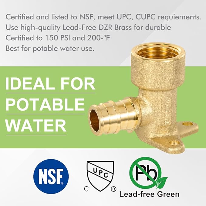 2 Pack Orianse 1/2" Drop Ear Elbow,1/2" PEX-A x 1/2" NPT Female Threaded Brass Cold Expansion PEX-A Fittings for For Pex Pipe connection, NSF/ANSI 61 NSF 372 Certificate, ASTM F1960 Certified