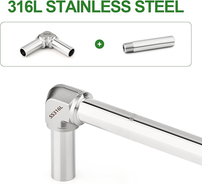 TAISHER 1PCS 316L Stainless Steel Weld 90 Degree Barstock Street Elbow, 1/4" OD x 1/4" OD 316L Stainless Pipe Fitting