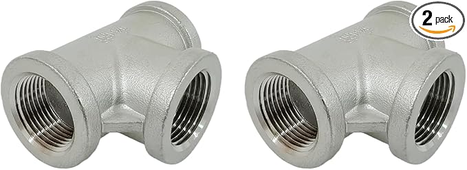 2Pcs Stainless Steel Pipe Fittings 3/4 NPT Tee, Metal Plumbing Fittings, 304 Stainless Steel 3-Way T-Shaped Connector, Corrosion-Resistant Tee Fittings for Water Gas Oil Pipeline