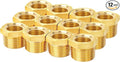 ChillWaves Brass Pipe Fitting, Reducer Hex Bushing 1/2" NPT Male x 3/8" NPT Female Thread Adapter(12-PACK)