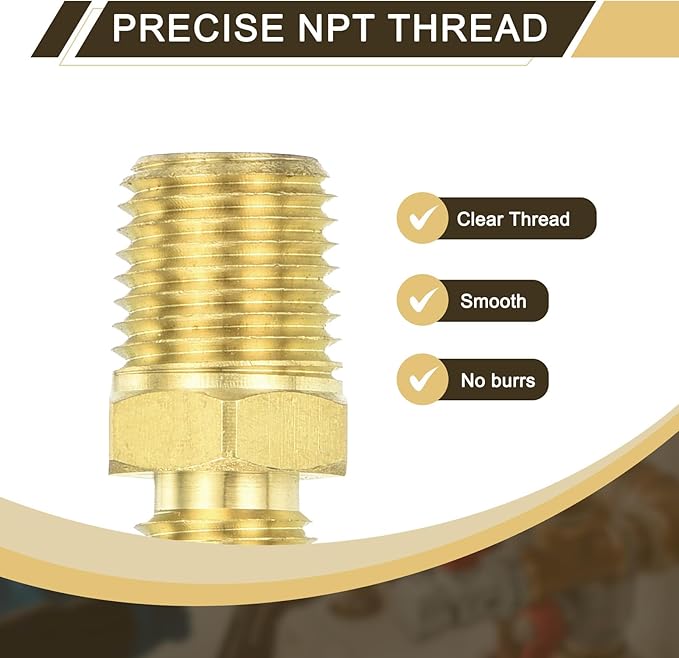 uxcell Brass Tube Fitting, 1/4O.D x 1/4NPT Brass Flared Pipe Adapter Fittings Reducing Nipples Connector, Half Union Gas Adapter for Pipe Connections, Hydraulics, Refrigeration