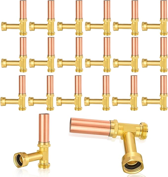Water Hammer Arrestor,3/4 Inch Swivel FHT x 3/4 Inch MHT Copper Water Arrestor for Washing Machine Connection(20PACK,Angle Copper Arrestor)