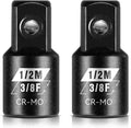 BLACKROBOT 2 Piece 3/8”F To 1/2”M Impact Socket Adapter Set,SAE Drive Cr-Mo Steel Exceeds ANSI Standards,Square Drive Reducer for Impact Driver Wrench