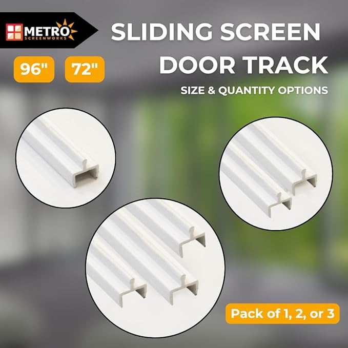 Sliding Door Bottom Track - Replacement Sliding Screen Door Track System - Easy Assembly Sliding Door Hardware & Replacement Tracks - Modern White Vinyl Square Bottom Tracks by HURD - 72 in, 3 Pieces