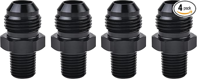 EVIL ENERGY 8AN Male Flare to 1/4" NPT Pipe Fitting Adapter Aluminum Straight Black 4PCS