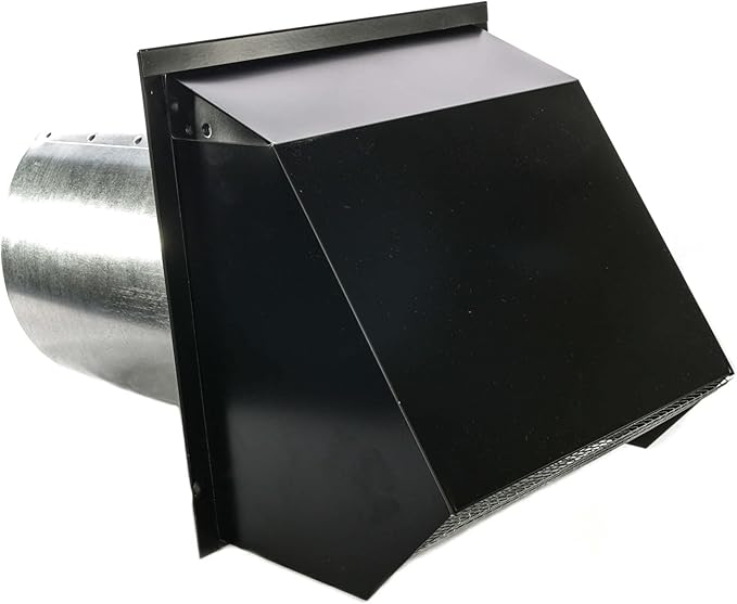 RDP Hooded Wall Vent with Screen and Damper (10 Inch, Black)