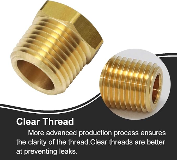 2pcs 1/2 Inch NPT Male Thread to 3/8 Inch NPT Female Thread Brass Pipe Fitting Reducing Hex Head Hose Bushing Tube Adapter Convert
