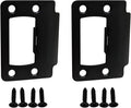 QCAA Solid Brass Universal Type Restorer Lock Strike Plate, 2-1/4" x 1-3/4", Matte Black, 2 Pack, MIT