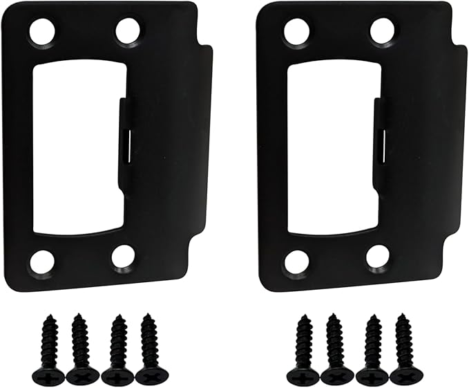QCAA Solid Brass Universal Type Restorer Lock Strike Plate, 2-1/4" x 1-3/4", Matte Black, 2 Pack, MIT