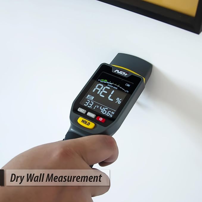 NDI 7 in 1 Pin-Type and Non-invasive Moisture Meter Scanner for Dry Wall/Cement Board/Soft Wood/Hard Wood upto 3/4 Inch Depth