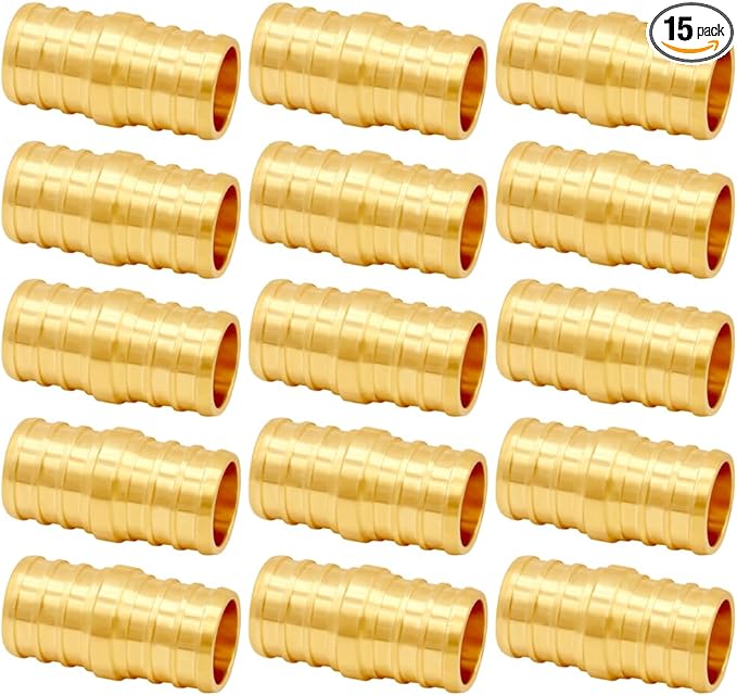 15PCS LF Brass 3/4 Inch PEX Barb Straight Coupling Pipe Crimp Fitting