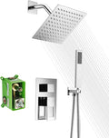 SUMERAIN Shower System Polished Chrome Shower Faucet Set with Shower Valve, 8 Inch Bathroom Luxury Rain Mixer Shower Combo Set Wall Mounted Rainfall Shower Head and Handheld