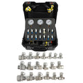 Hydraulic Pressure Test Coupling Kit, JIC BSPP ORFS Hydraulic Swivel Run Tees Set Repair Tools for Most Excavator Construction Machinery 3 Gauges 4 Test Hoses 14 Couplings 19 Tee Connectors