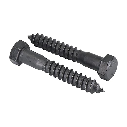 1/2" x 3”, 25-Piece Black Lag Bolts, Rustproof 4-Layer Ceramic BLAKOTE, 2X Protection of Galvanized Lag Screws, for Decks Pergolas by Makers Bolt