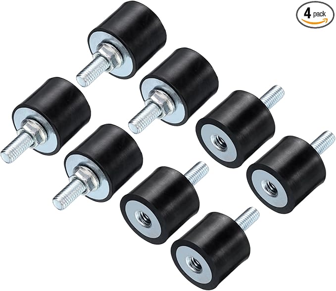 uxcell 4pcs M8x23mm Rubber Isolator Mounts with Studs 30x25mm Male Female Vibration Shock Absorber Zinc Plated Cylindrical Thread Mounts Anti Vibration Isolators with 4pcs M8 Lock Nuts
