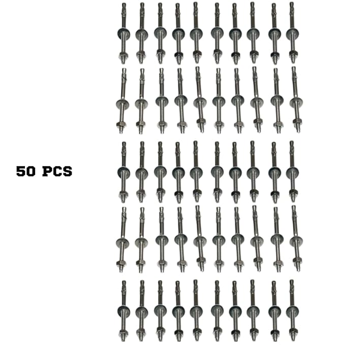 Wedge Anchors – Heavy-Duty 304 Stainless Steel Expansion Bolts for Concrete & Masonry, Rust-Resistant & Durable - 1/4" X 3-1/4" - 50 Pack