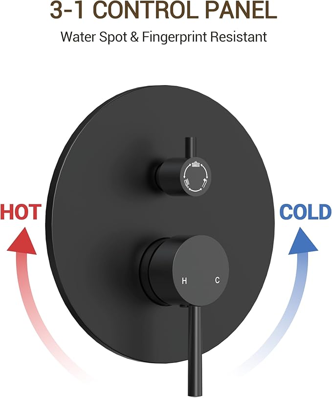 Upgraded Shower Faucet Set with Tub Spout: Aposhion 9 Inch Round Rainfall Shower System Rough-in Pressure-balanced Valve with Handheld Sprayer, Wall Mounted Bathtub Shower Faucet Kit Complete