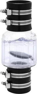 2 Inch Silent PVC Check Valve, Quiet Clear Sump Pump Check Valve With Stainless Clamps Fits 7-1/4" Gap in 2” Schedule 40 Pipe,With Spring Loaded Flapper Leak-proof Sewage