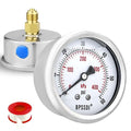 0-60 Psi Glycerin Liquid Filled Low Pressure Gauge, 2.5" Dial Size, 1/4" NPT Back Mount, 304 Stainless Steel Case, for Water Pipe, HVAC, Water Oil Air Pressure Test