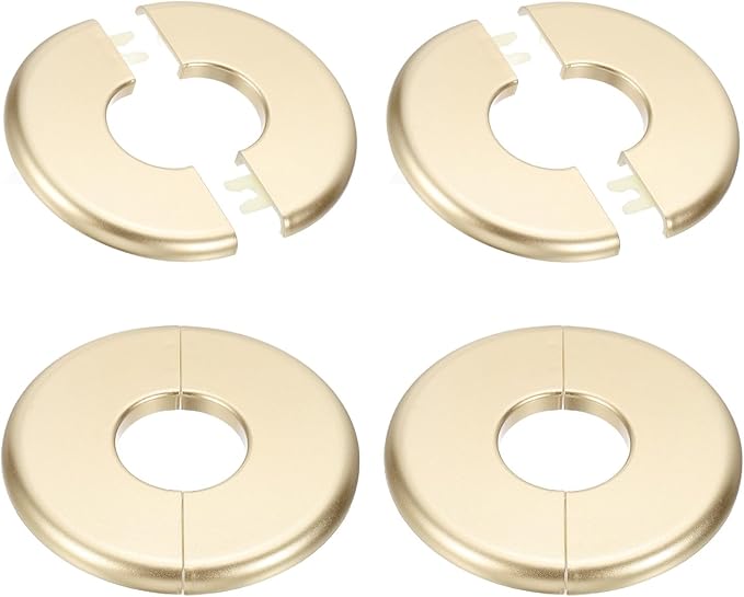 PATIKIL Wall Split Flange 95mm / 3.7" OD, 4 Pcs Round Escutcheon Plate Cover PPR Plumbing Cover Plates with Self-Adhesive Tape for 33.5mm / 1.3" Dia Water Pipe Faucet, Gold