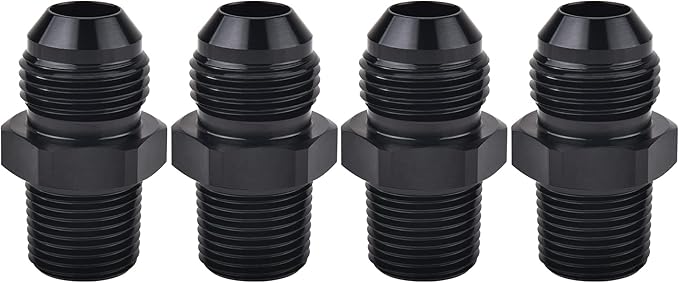 EVIL ENERGY 10AN Male Flare to 1/2" NPT Pipe Fitting Adapter Aluminum Straight Black 4PCS