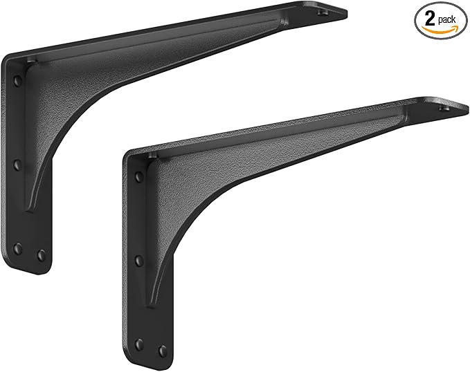 Starby Gladiator Series Solid Heavy Duty Welded 500 Lb Low Profile Granite Countertop Support Shelf Brackets Floating Shelf Discrete Slim 500 LB Capacity (2 Pack) (7" x 13" x 2.5")