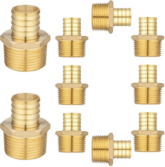 (10 Pack) Lidertik PEX Fittings 1 Inch Male NPT Adapter, 1" PEX F1807 to 1" NPT Male Threaded Adapter Brass