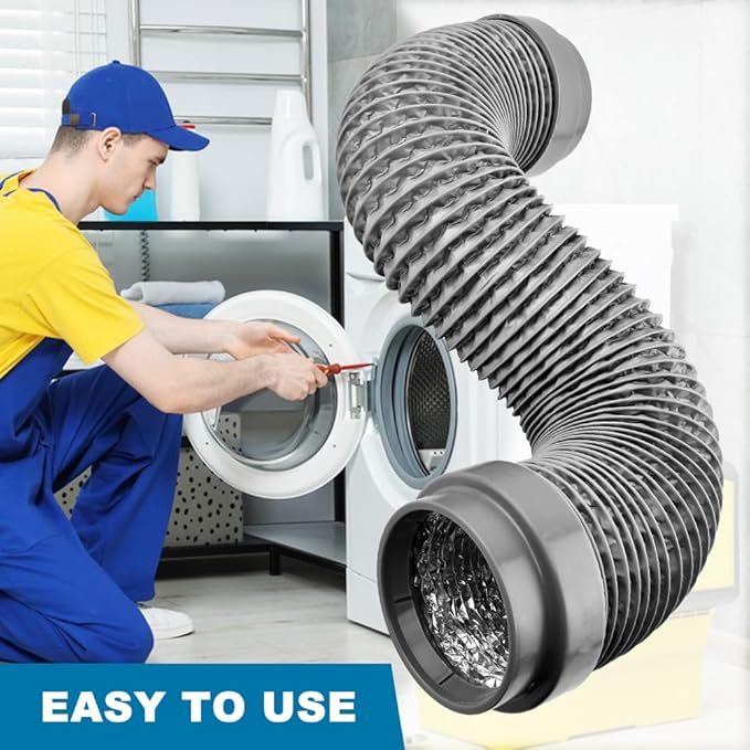 4 Inch Dryer Vent Hose, 90 Degree Dryer Vent Elbow Connector Kit with 6-Layer Flexible Aluminum Duct, for Tight Spaces, Easy-Install Dryers Vents Kit