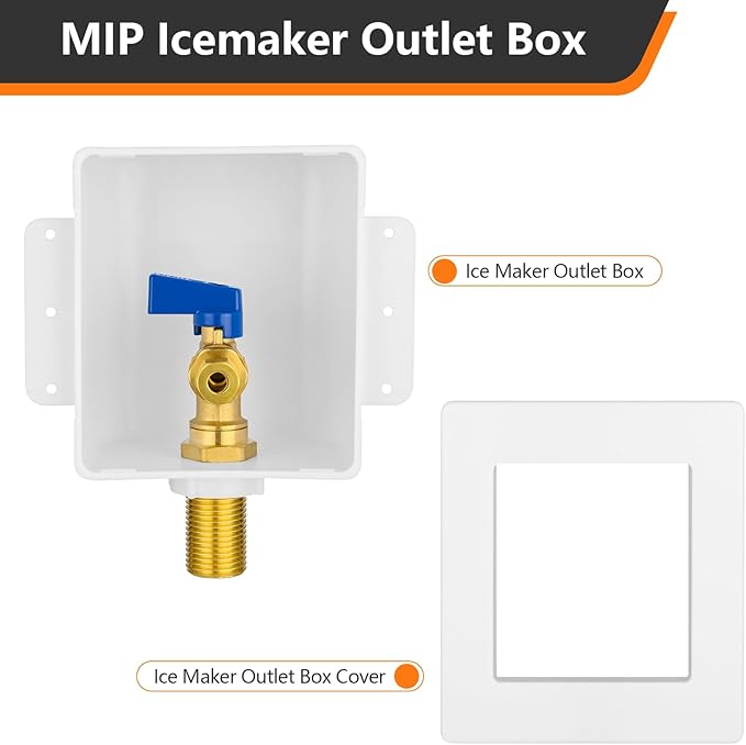 HeSun Sweat Ice Maker Outlet Box,Inlet 1/2 Inch MIP x Outlet 1/4 Inch OD Compression Connection,with 1/4 Turn Shut Off Valve
