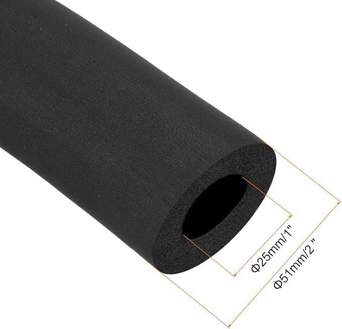 uxcell Foam Tubing for Handle Grip Support, Pipe Insulation Outside Pipe Lagging, 25mm(1") ID 51mm(2") OD 1m Black